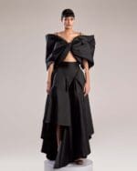 Elegant Black Taffeta Skirt with High-Waist and Flowing Silhouette - Image 4