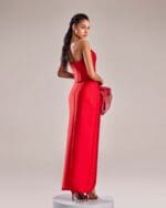 Stunning Red Mikado Piqué Skirt with Iridescent Bow - Image 5