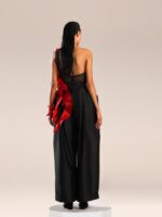 Bold Red Organza Top with Black Crystallized Base - Image 3