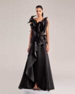 Elegant Black Organza Skirt in a Flowing Dramatic Design - Image 5