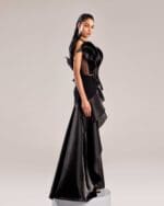 Elegant Black Organza Skirt in a Flowing Dramatic Design - Image 4