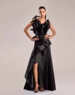 Elegant Black Organza Skirt in a Flowing Dramatic Design - Image 2