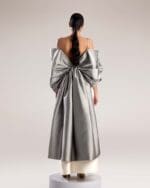 Elegant High-Waisted Pleated White Taffeta Jupe-Culotte - Image 3