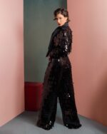 Glamorous Sequin Blouse with Oversized Bow - Image 4