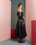 Leather Off-Shoulders Black Crop Top - Image 4