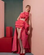 Asymmetrical Fuscia Metallic Taffeta Asymmetrical Skirt - Image 6
