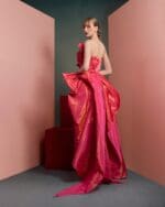 Asymmetrical Fuscia Metallic Taffeta Asymmetrical Skirt - Image 4