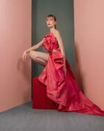 Asymmetrical Fuscia Metallic Taffeta Asymmetrical Skirt - Image 5