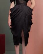 Sculpted Mikado Piqué Draped Skirt