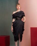 Sculpted Mikado Piqué Draped Skirt - Image 2