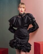 Dramatic Ruffled Blouse with Sheer Accents - Image 5