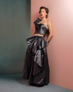 Manipulated One-Shoulder Metallic Taffeta Top - Image 3