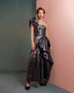 Manipulated One-Shoulder Metallic Taffeta Top - Image 2