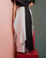 Off-White Mikado Piqué Skirt with Layered Drapes