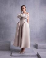 Pleated Organza Corset Top with Voluminous Neckline Manipulation - Image 2