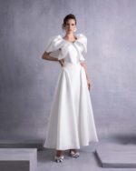 Crystal-Dotted Jersey Body with Petal-like Organza Shoulders - Image 3