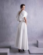 Crystal-Dotted Jersey Body with Petal-like Organza Shoulders - Image 4