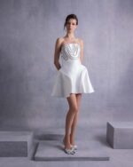 Structured Crystal-Trims Piqué Corset Top - Image 4