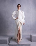 Open-Back Sweeping Train Taffeta Blouse - Image 4