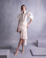 Puffy Sleeves Sheer Organza Blouse - Image 2