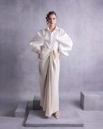 Nude Crepe Palazzo Pants - Image 3