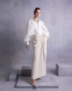 Nude Crepe Palazzo Pants - Image 2
