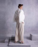 Nude Crepe Palazzo Pants - Image 4