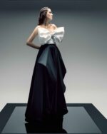 High Slitted Asymmetrical Black Taffeta Skirt - Image 5