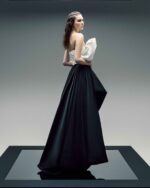 High Slitted Asymmetrical Black Taffeta Skirt - Image 4