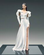 Sculptural Cut-Out Sleeve Mikado Piquê Top - Image 4