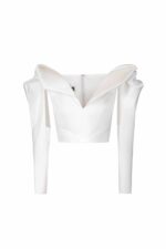 Sculptural Cut-Out Sleeve Mikado Piquê Top - Image 2