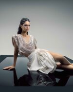 Sequined Gold Cowl-Back Draped Top - Image 4