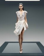 Sequined Gold Cowl-Back Draped Top - Image 3