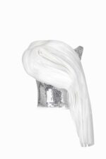 Shimmery Sequin Corset with Flowing Off-white Organza - Image 2