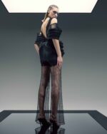 Cyclist Style Shorts with Sheer Sequined Net Pants Overlay - Image 4