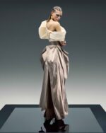 Draped Gold Taffeta Maxi Skirt - Image 5