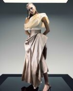 Draped Gold Taffeta Maxi Skirt - Image 4