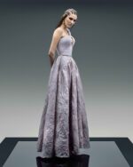 Braided Lilac One-Shoulder, Open Bust Lamé Top - Image 3