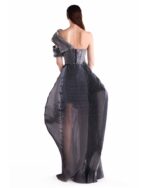 Moonlit Silver Plissé Organza Skirt - Image 4