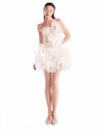 Voluminous Shell-Like Plissé Organza Mini Skirt - Image 5