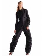 Gathered-Leg Taffeta Statement Pants