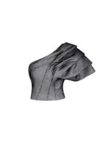 One-Shoulder Silver Metallic Jersey Top - Image 2