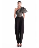 One-Shoulder Silver Metallic Jersey Top - Image 4