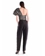 One-Shoulder Silver Metallic Jersey Top - Image 5