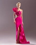 Flouncing Fuscia Dress with Waist Cutout - Image 2