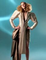 Asymmetrical Mikado Piqué Gold Jacket