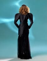 Exaggerated Shoulders Mikado Piqué Black Jacket - Image 3