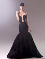 Mermaid Cutout Crepe and Organza Evening Dress - Image 2