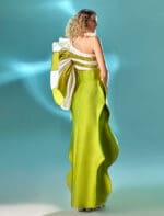 Diagonal Draped Lime and White Top - Image 3