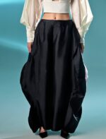 Black Taffeta Wave Pants